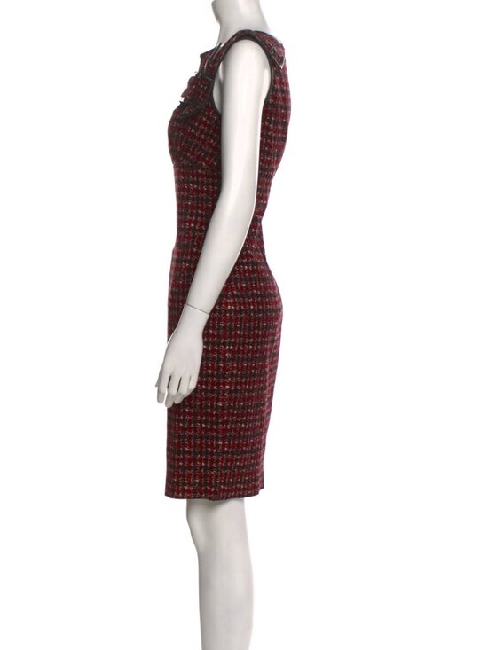 DSQUARED2 Red Tweed Plaid Leather Trim Made In Italy - Picture 3 of 4